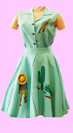 Vintage Southwestern Themed Aqua Dress at Playclothes Vintage Fashions